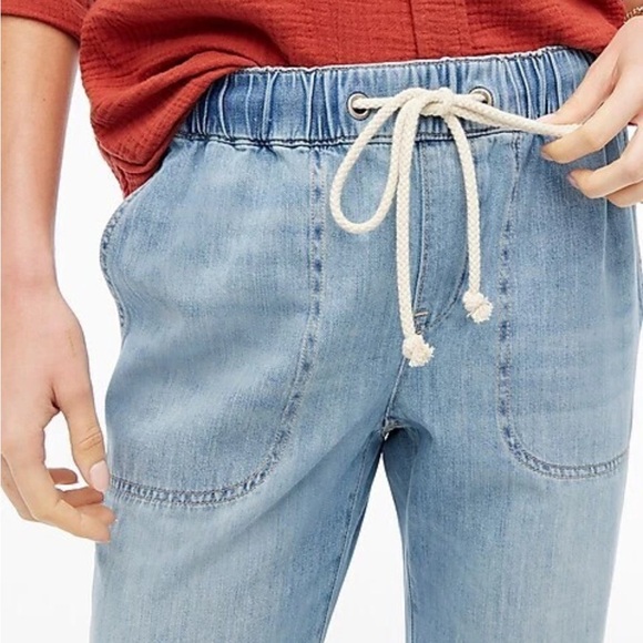 J Crew Woman's Size 29 Denim Jogger Pants w/Rope Tie Closure - Picture 2 of 9
